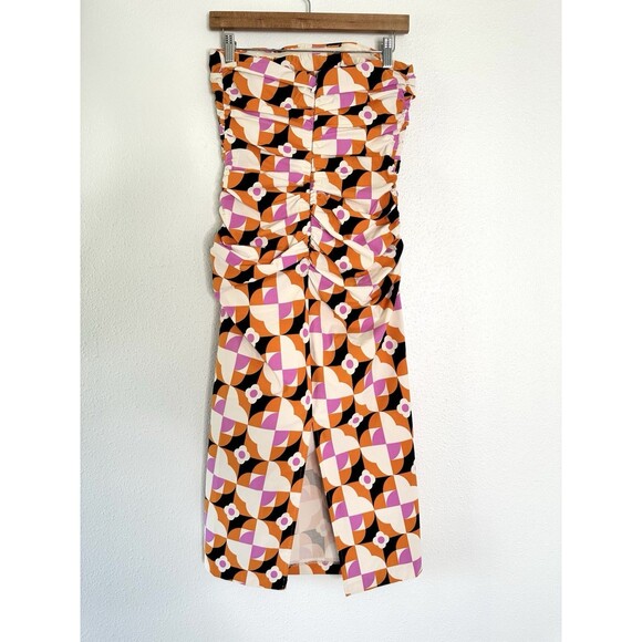 ANTHROPOLOGIE Printed Strapless Slim Ruched Dress Size Medium M - Picture 7 of 10